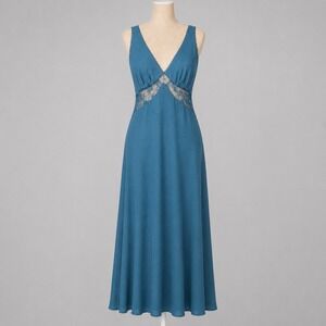 Sheer Lace Babydoll Maxi Slip Dress Size XXL Teal Fairy Grunge Romantic‎